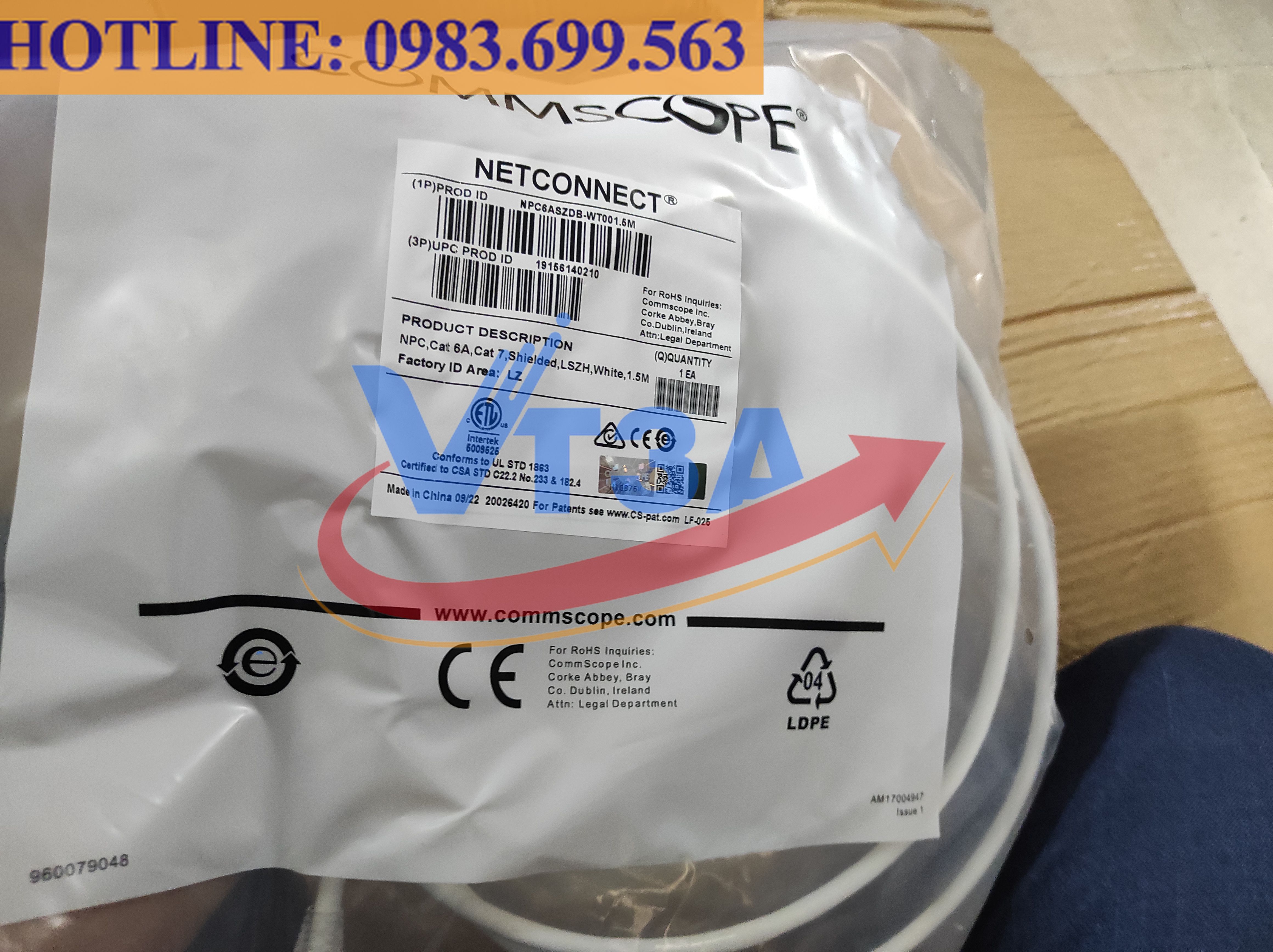 Dây nhảy patch cord Cat6A 1.5m P/N NPC6ASZDB-WT001.5M
