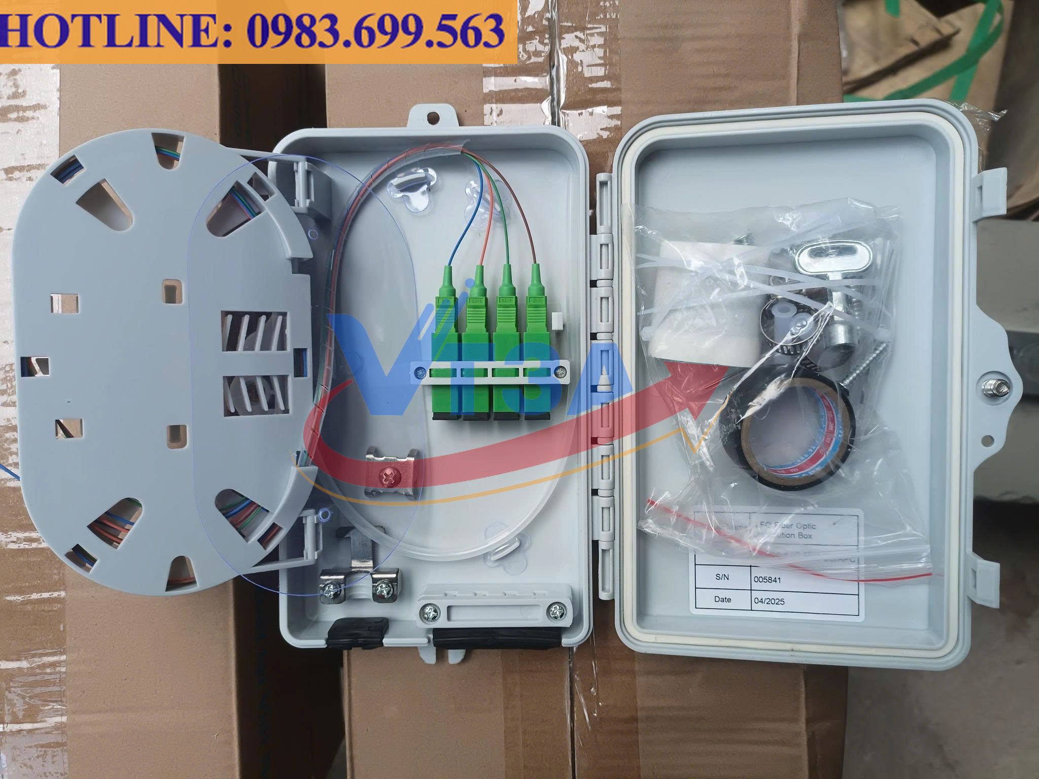 Hộp phối quang nhựa 4Fo chuẩn SC/APC đầy đủ phụ kiện